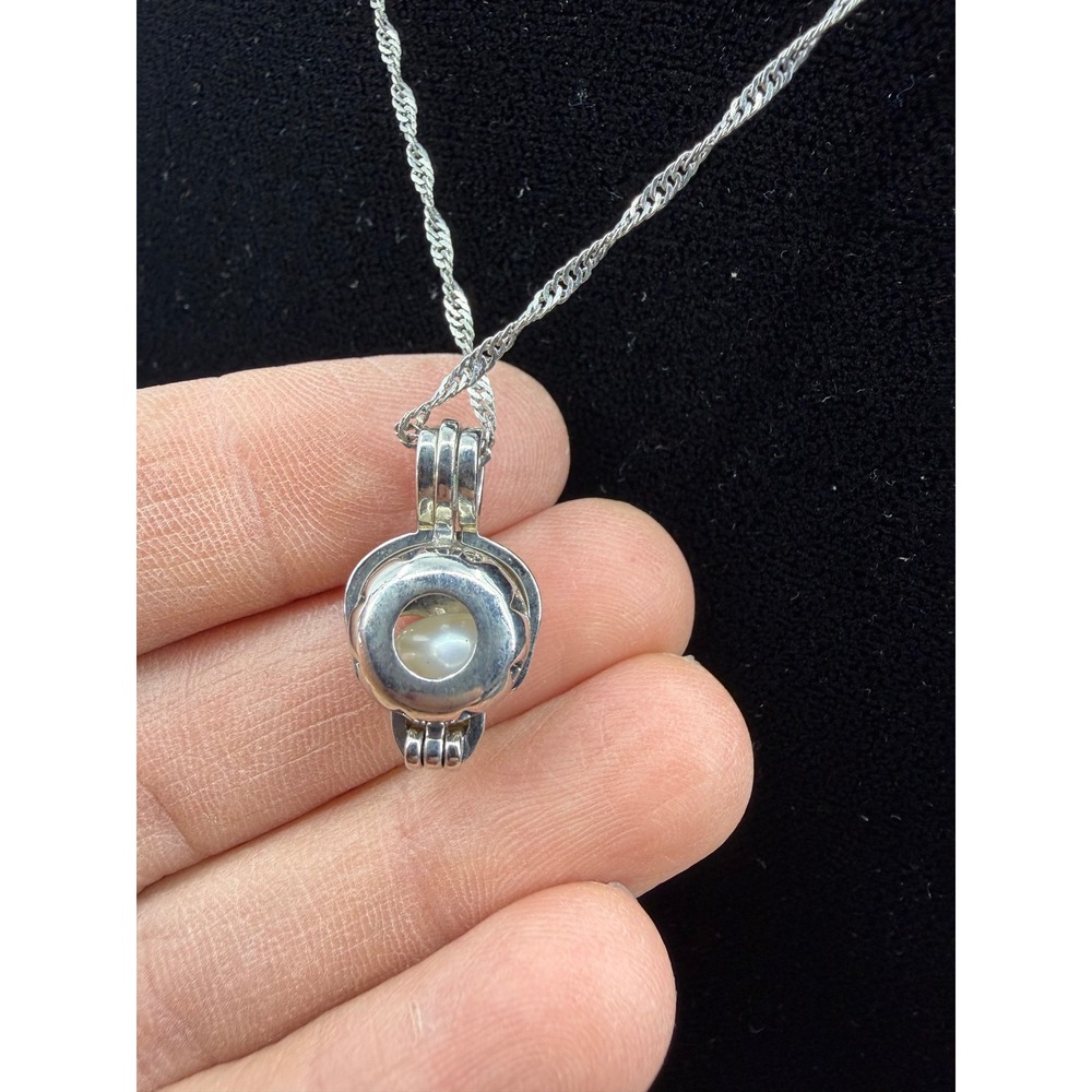 Unbranded Skull Cage Pearl Pendant Necklace Women OS Silver 18KGP Twisted Chain - Picture 4 of 7